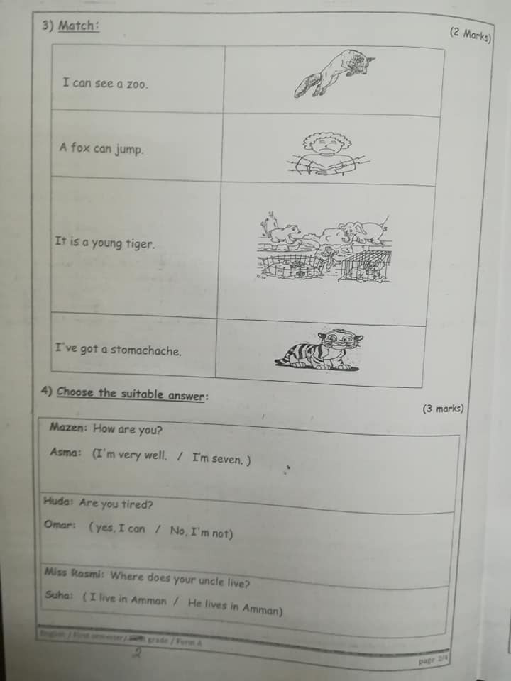 MTc0NDU0MQ939310 نموذج A وكالة امتحان اللغة الانجليزية النهائي للصف الثاني الفصل الاول 2018